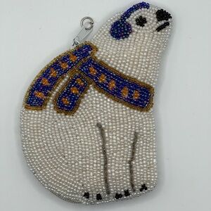Beaded Polar Bear Coin Purse